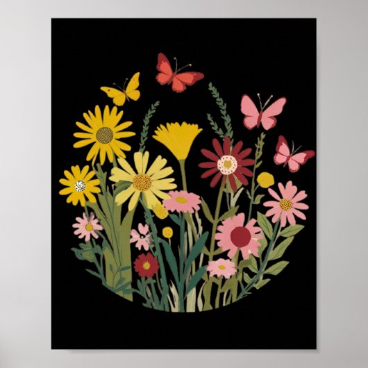 Poster Fleurs et papillons (Devant)