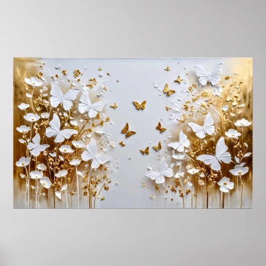 Poster Fleurs et papillons paradisiaques #3 (Devant)