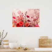 Poster Fleurs et plus de fleurs ornent ce mur romantique  (Cuisine)