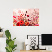 Poster Fleurs et plus de fleurs ornent ce mur romantique  (Bureau à domicile)