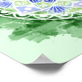 Poster Fleurs et points Mandala - Aquarelle Imprimer (Coin)
