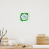 Poster Fleurs et points Mandala - Aquarelle Imprimer (Cuisine)
