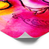 Poster FLEURS FANTAISISTES rose jaune bleu (Coin)