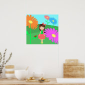 Poster Fleurs, fille et coccinelle (Cuisine)