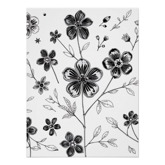 Poster Fleurs fines et Feuilles (Devant)