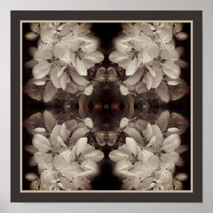 Poster Fleurs Fleurs Noir et Blanc Abstrait Vintage