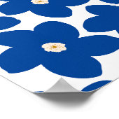 Poster Fleurs Florales Bleues Et Blanches Rétro (Coin)