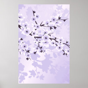 Poster Fleurs florales de cerises pourpres