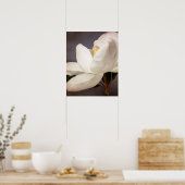 Poster Fleurs florales de Magnolia blanc Gris (Cuisine)