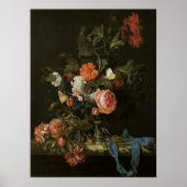 Poster Fleurs florales de vie morte en Vase, baroque Vint (Devant)