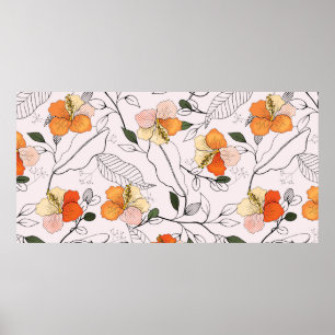 Poster Fleurs florissantes. Flux continu isolé réaliste