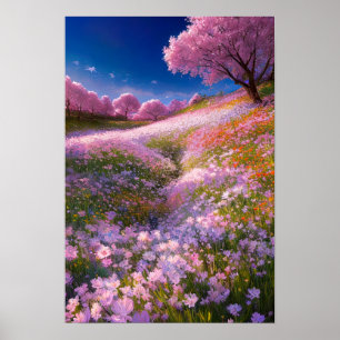Poster Fleurs floues
