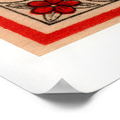 Poster Fleurs Fond Rouge Elements Rétro (Coin)