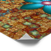 Poster Fleurs fractales turquoise (Coin)