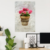Poster Fleurs | Géranium en fleur en pot (Bureau à domicile)