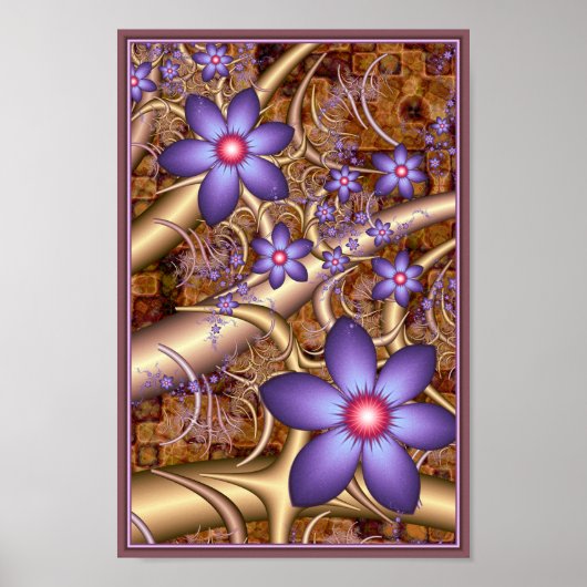 Poster Fleurs grimpantes violettes (Devant)
