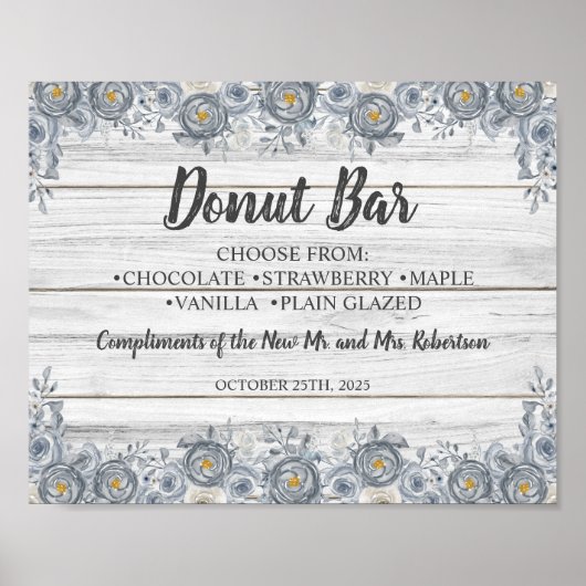Poster Fleurs grises | Panneau de mariage de salon de bei (Devant)