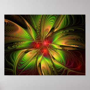 Poster Fleurs imaginaires fractales douces et tendres