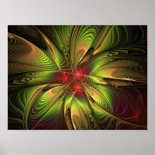 Poster Fleurs imaginaires fractales douces et tendres (Devant)