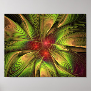 Poster Fleurs imaginaires fractales douces et tendres