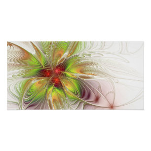Poster Fleurs imaginaires fractales douces et tendres