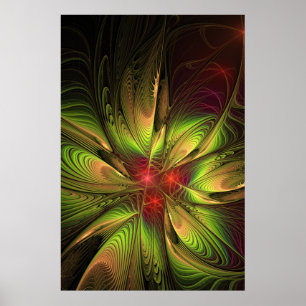 Poster Fleurs imaginaires fractales douces et tendres