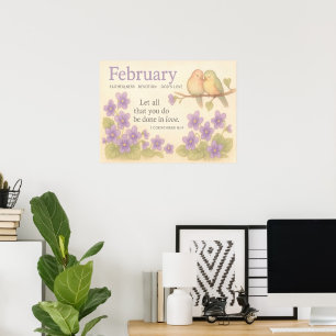 Poster Fleurs Inspirantes de Naissance de Février Mois de