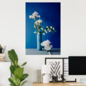 Poster Fleurs | Iris blancs dans le Vase (Bureau à domicile)