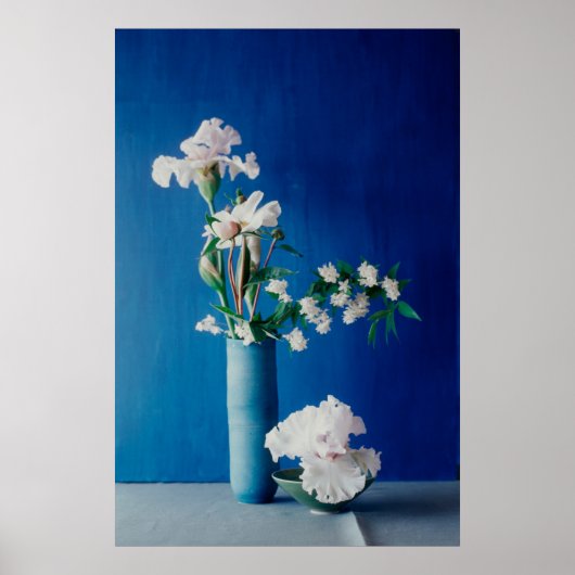 Poster Fleurs | Iris blancs dans le Vase (Devant)