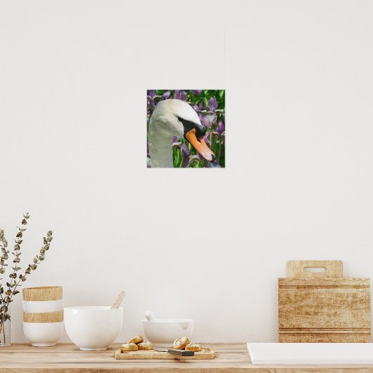 Poster Fleurs Iris Cygne Et Violet (Cuisine)