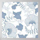 Poster Fleurs japonaises blanches Delicate Arrière - plan (Devant)