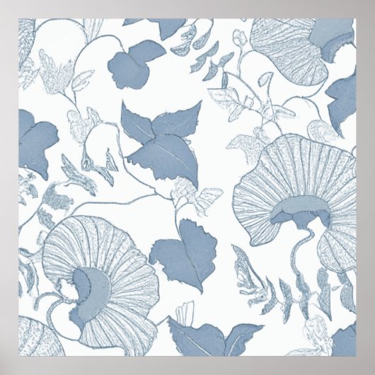 Poster Fleurs japonaises blanches Delicate Arrière - plan (Devant)