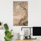 Poster Fleurs japonaises de prune au clair de lune (Bureau à domicile)