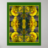 Poster Fleurs Jaunes Dans Miroir Soleil Abstrait (Devant)