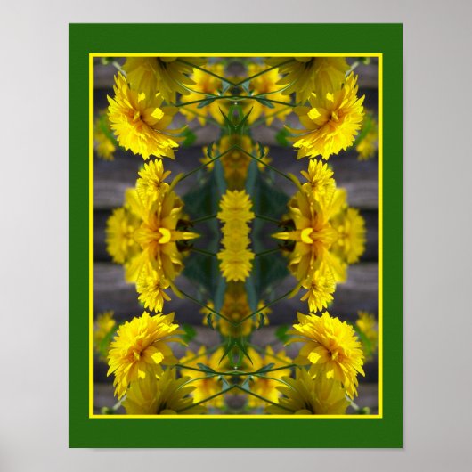Poster Fleurs Jaunes Dans Miroir Soleil Abstrait (Devant)