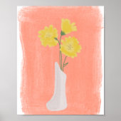 Poster Fleurs jaunes dans Vase Main dessinée Art B (Devant)