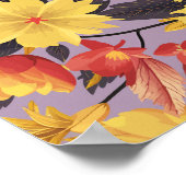 Poster Fleurs jaunes et orange sur fond lavande (Coin)