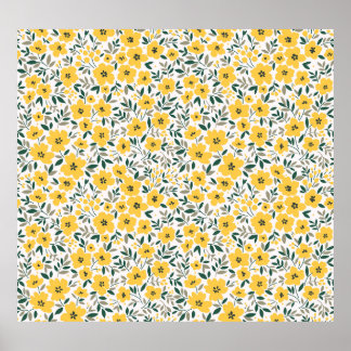 Poster Fleurs jaunes : moderne floral sans soudure.