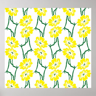 Poster Fleurs Jaunes : Motif sans couture illustré