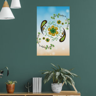 Poster Fleurs Jaunes Vertes Apaisantes