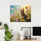 Poster *~* Fleurs Kitty 5:4 Kitten Papillon chat AP68 (Bureau à domicile)