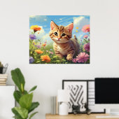 Poster *~* Fleurs Kitty au repos 5:4 Chat Kitten AP68 (Bureau à domicile)
