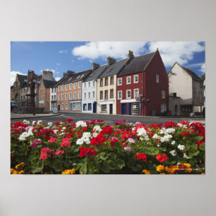Poster Fleurs Le Long D'Une Rue Dans Un Quartier Résident