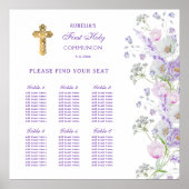Poster Fleurs Lilac Carte de siège de première communion (Devant)