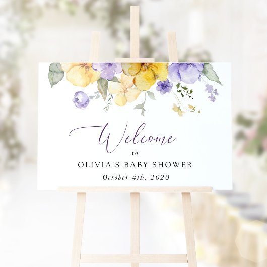 Poster Fleurs Lilac, Fleurs Jaunes, Accueil Baby shower