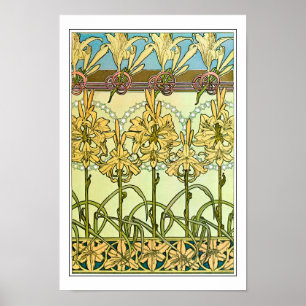 Poster Fleurs Lily de style Art Nouveau, Mucha