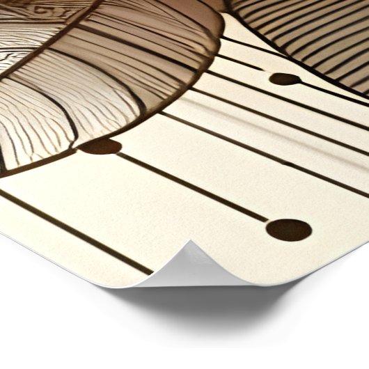 Poster Fleurs Lotus Modernes En Sepia (Coin)