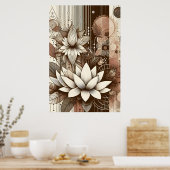 Poster Fleurs Lotus Modernes En Sepia (Cuisine)