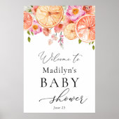 Poster Fleurs lumineuses et Baby shower d'agrumes Bienven (Devant)
