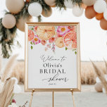 Poster Fleurs lumineuses et Fête des mariées d'agrumes Bi<br><div class="desc">Bienvenue dans votre douche nuptiale avec cette belle enseigne,  avec des fleurs roses vives et des agrumes. Ajoutez le nom du client d'honneur,  la date de la douche et le texte de bienvenue personnalisé en utilisant les champs fournis.</div>